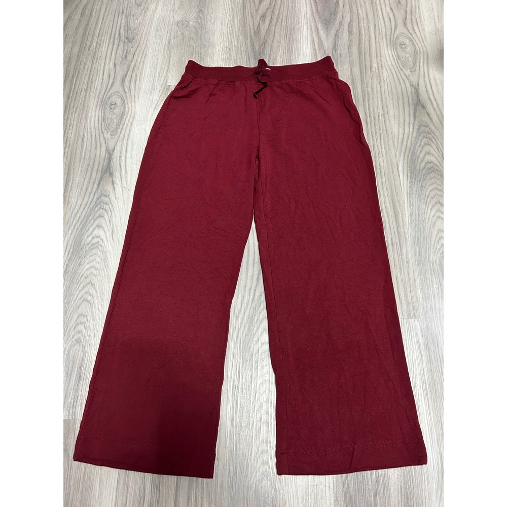 Lake Womens Pima Modal Lounge Pajama Pants Small Burgundy Maroon Red Wide Leg